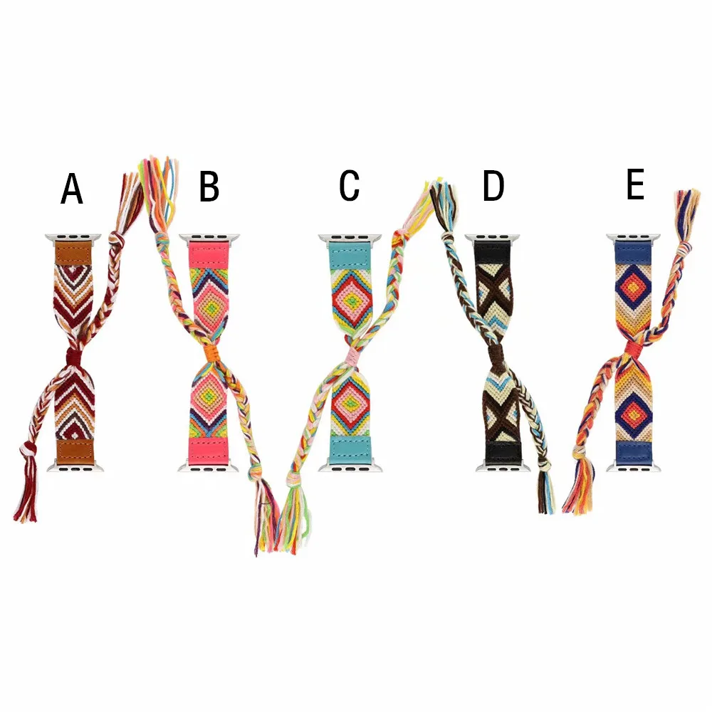 

Colorful Woven Fashion Strap for Apple Watch Band 40mm 44mm 42mm 38mm Ethnic Style Bracelet Belt for iWatch Series SE 6 5 4 3 2