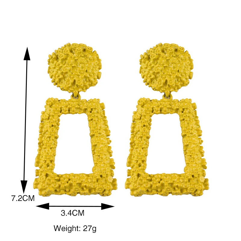 Винтажные массивные большие геометрические серьги модные длинные золотые