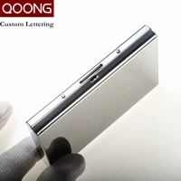 qoong 2 pcs stainless steel business men women credit card holder id card case protector rfid travel metal card wallet carteira
