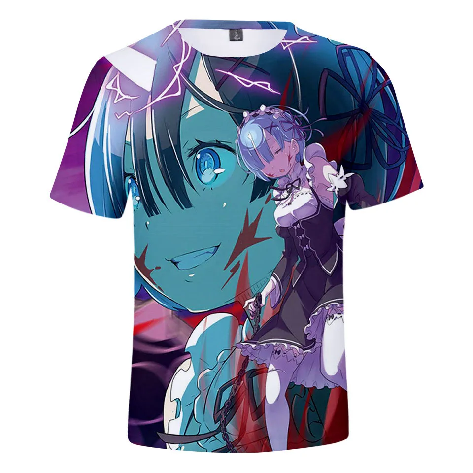 Футболка Re Zero для мужчин и женщин Детская футболка аниме одежда милый топ девочек