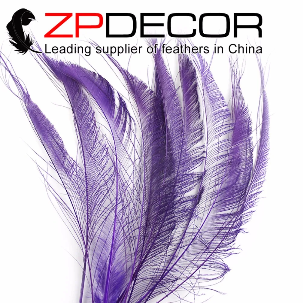 ZPDECOR 50 шт./лот 30-40 см (12-16 дюймов) ручной выбор Премиум Фиолетовый отбеленный Павлин мечи вырезать оптом перья