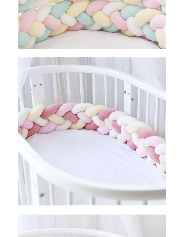 IMBABY, 4 косички, 2,2 м, узел, мягкий бампер для детской кровати в кроватку, боковая косичка, коврик для детской кроватки, защитный бампер для детской комнаты