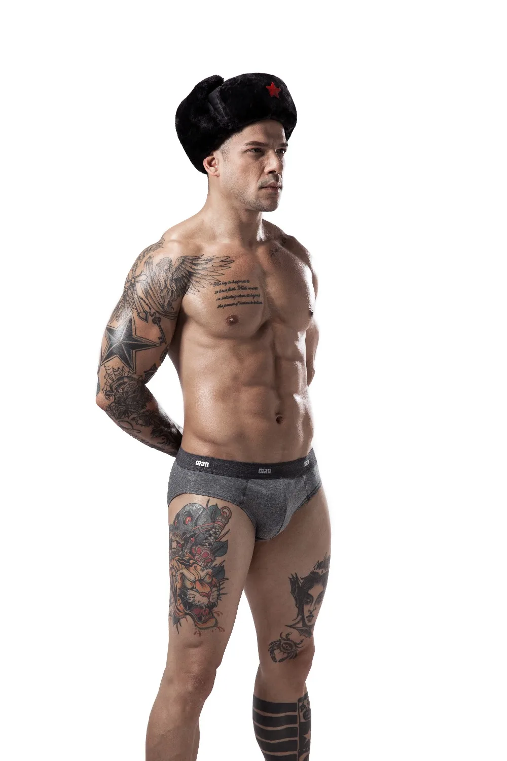 Трусы брифы мужские однотонные хлопковые дышащие шорты пикантное нижнее белье