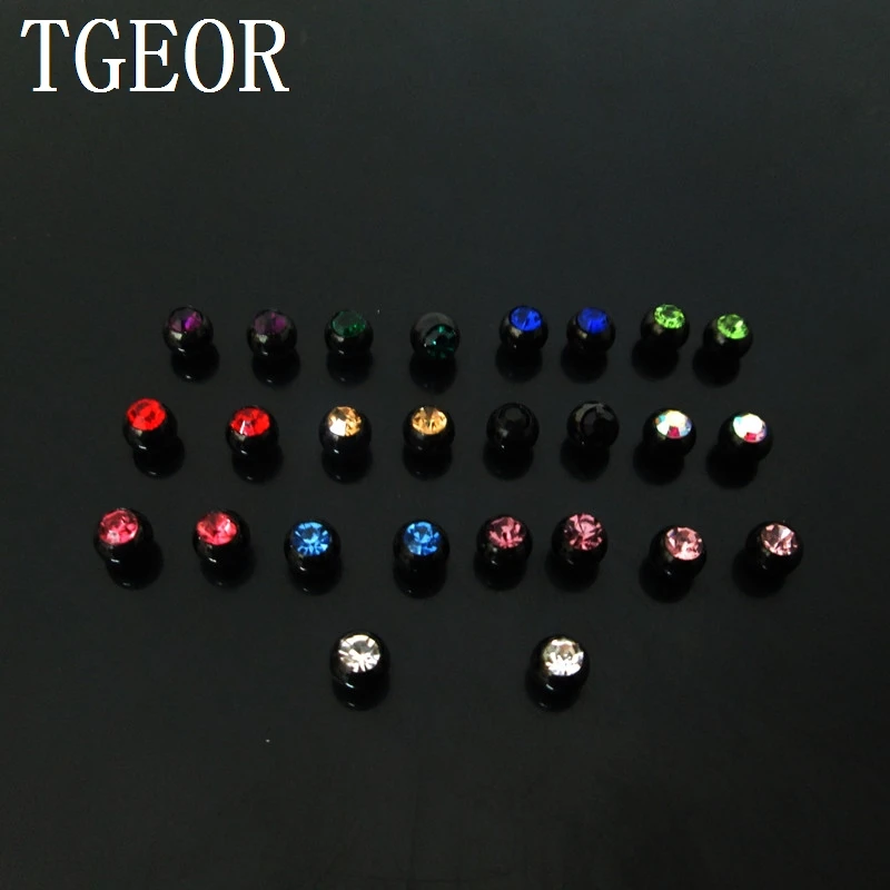 Piezas de joyería para el cuerpo, bolas de joyería de piedras de cristal de Gema negra chapadas en 13 colores, 100x4mm, venta al por mayor, 1,2 Uds.