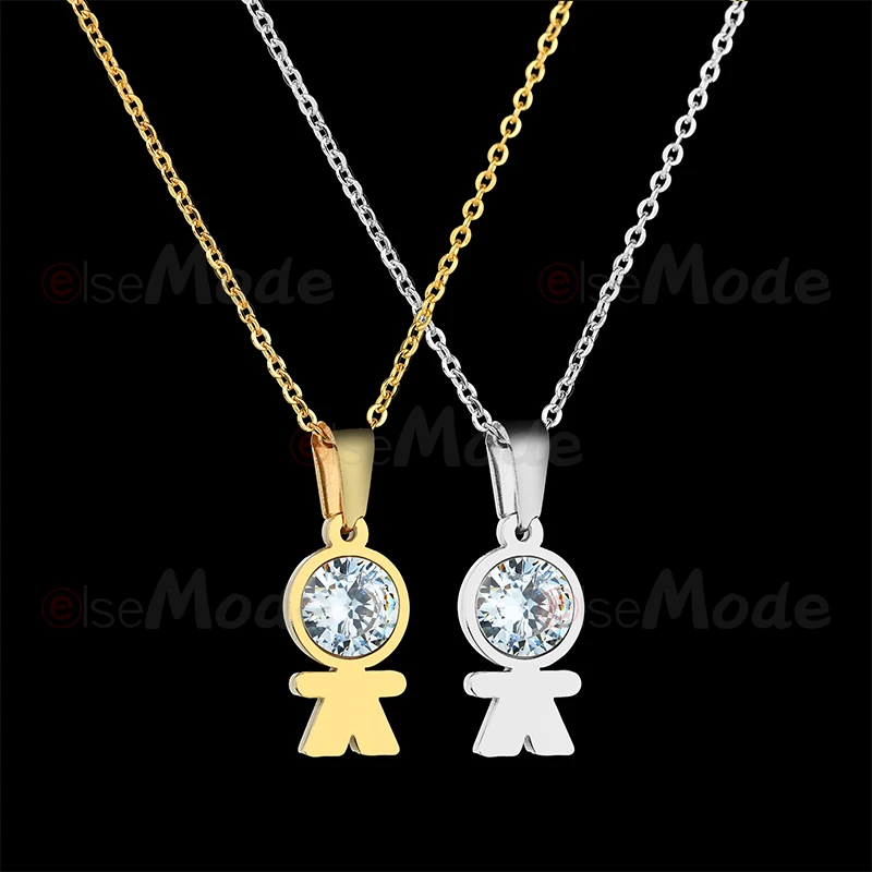 Женское семейное ожерелье ELSEMODE золотого цвета с фианитами для мальчиков милые