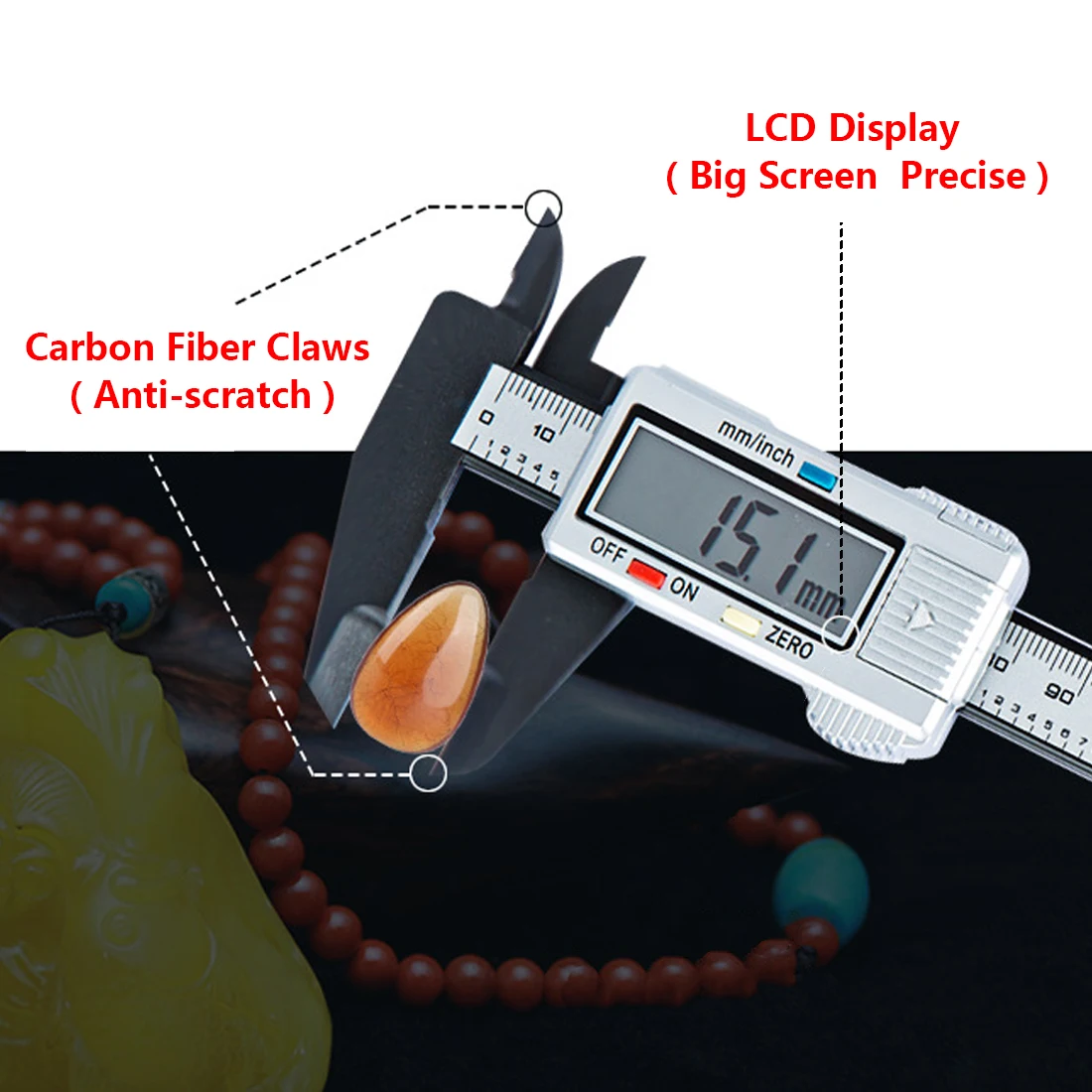 

1pcs 150mm 6 inch LCD Digital Electronic Carbon Fiber Vernier Caliper Gauge Micrometer Measuring Tool