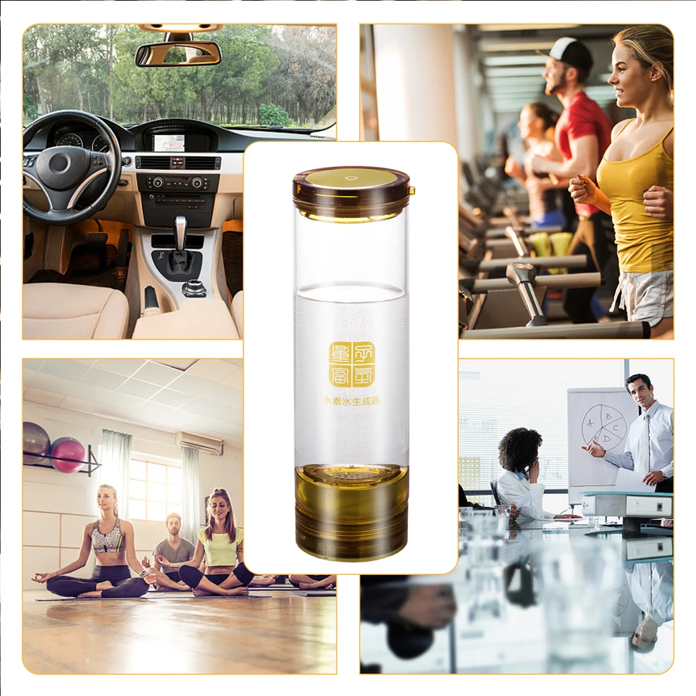 

H2 Generator Electrolysis Water Rechargeable Ionizer Hydrogen Rich Glass Bottle Alkaline ORP DuPont Membrane Super Antioxidants