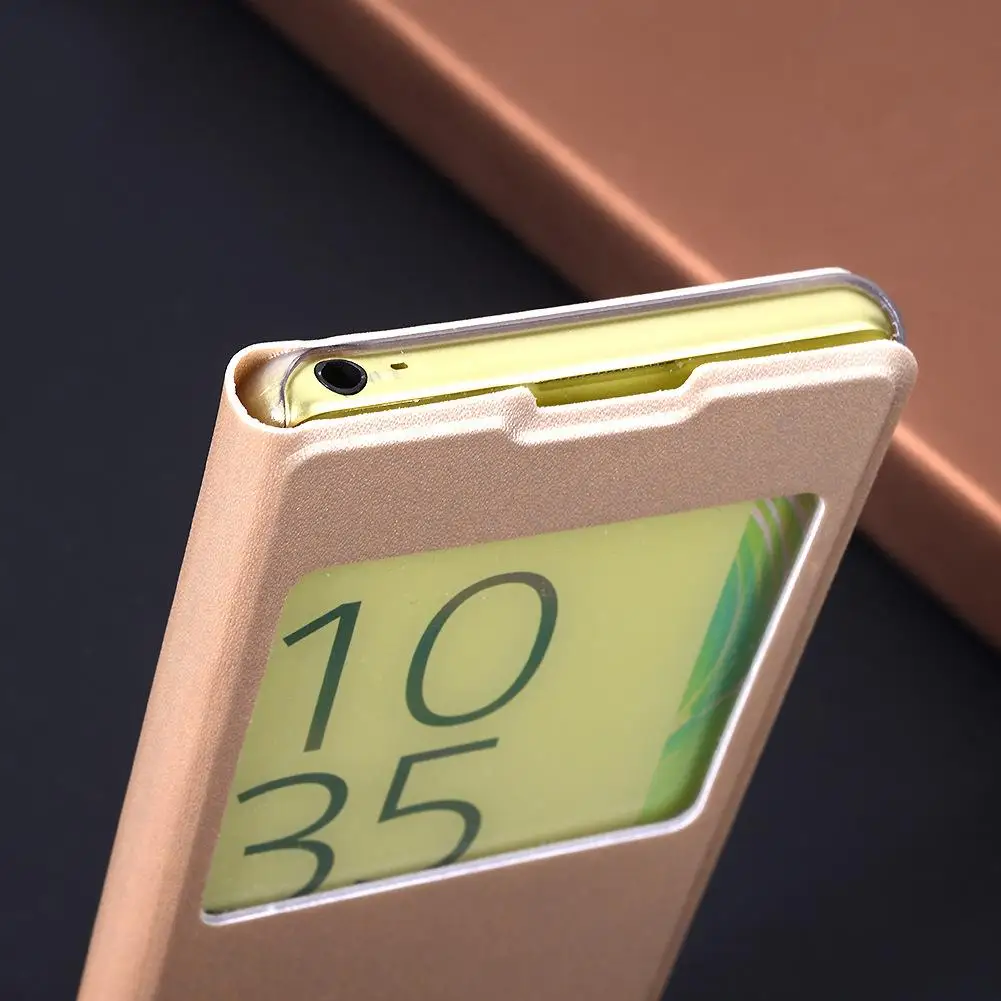 For Sony Xperia XA Hot Sale Fashion Luxury Hybrid Flip PU Leather Cover With View Window Plastic Stand Mobile Phone Case |