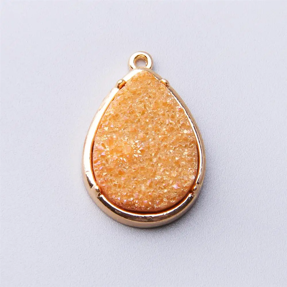 Подвеска Geode Drusy Druzys из натурального апельсина с гальваническим