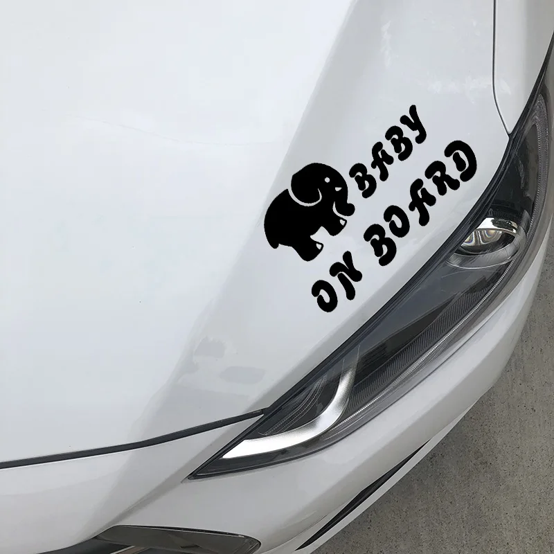 YJZT 16.6X9.8CM Elephant BABY ON BOARD Cute Cartoon Car Sticker Fashion Vinyl Decal Accessories C25-0225 | Автомобили и мотоциклы