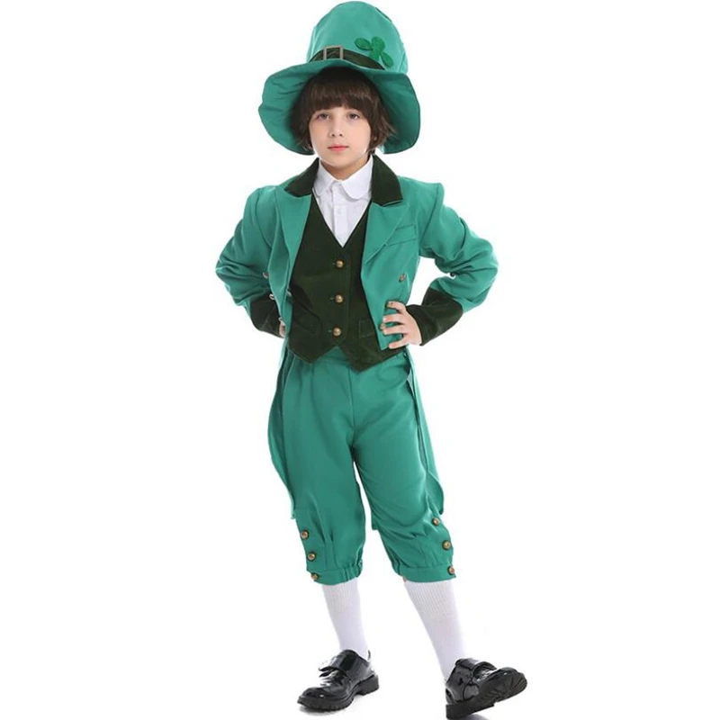 Детский костюм для мальчиков с надписью Lucky Charms Leprechaun нарядное платье на День