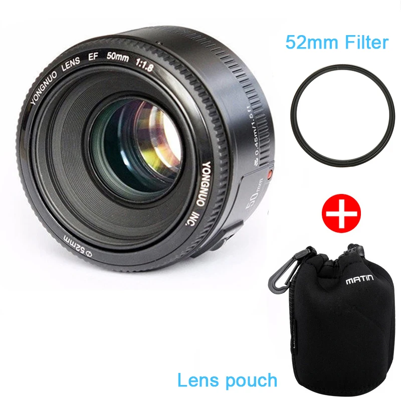 Объектив YONGNUO YN50mm YN50 F1.8 EF 50 мм AF MF для камеры Canon Rebel T6 EOS 700D 750D 800D 5D Mark II IV 10D 1300D