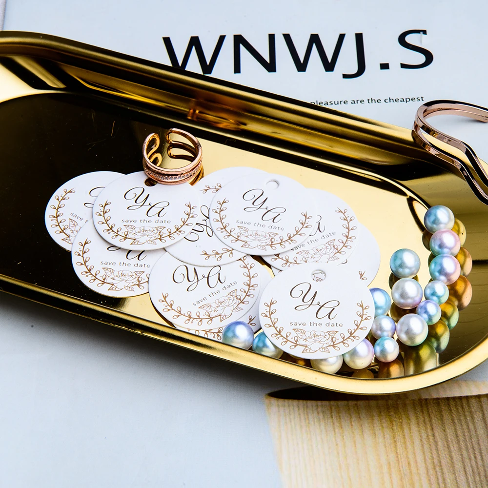 Y8-200 pcs 3.5cm round Kraft/White Paper Personalized Label Rose Gold Letter Advanced Wedding Customized | Дом и сад