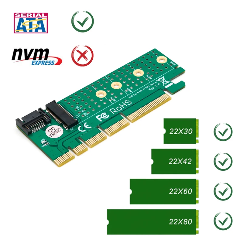 Переходник PCI Express на M.2 NGFF SSD сборщик SATA Bus M2 B Key PCIE слот радиатор кабель для 2230 2280