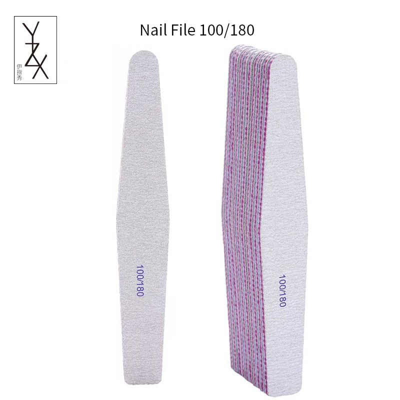 

YZX 5x Diamond Grey Nail Files Sanding Grit 100/180 For Manicure UV Gel Polisher Washable Block Buffer File Nail Salon Art Tools