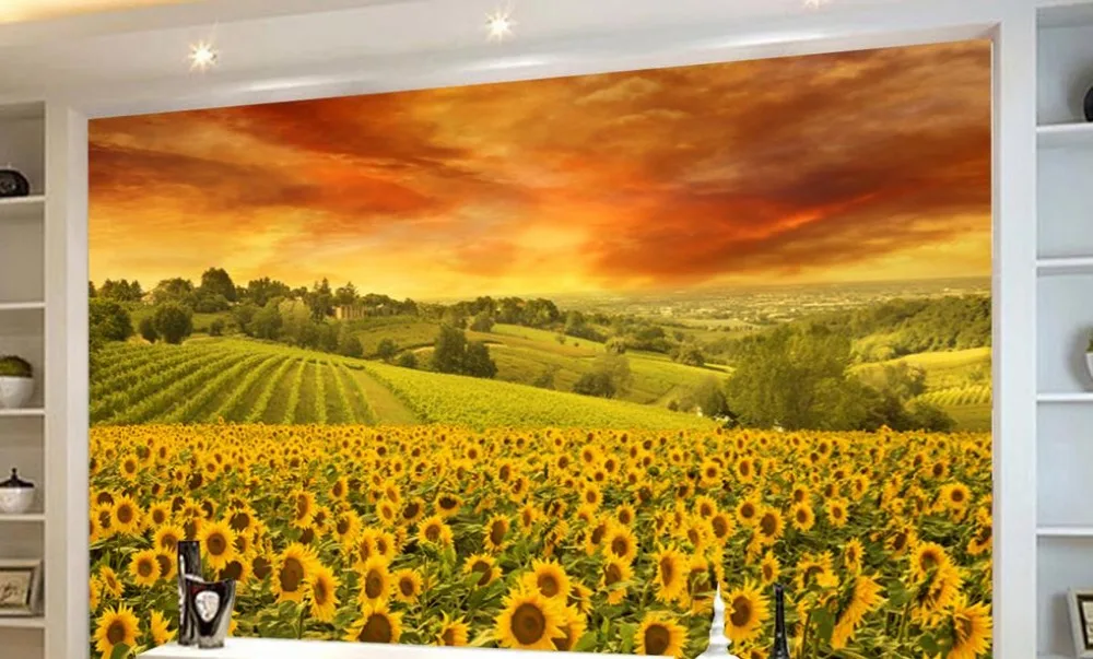3d фотообои на заказ с подсолнухами и цветами декоративная картина обои для