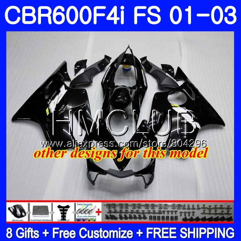 Черный белый корпус для HONDA CBR600F4i CBR600FS CBR600 F4i 01 02 03 61HM.19 CBR 600 FS 600F4i 2001 2002 2003