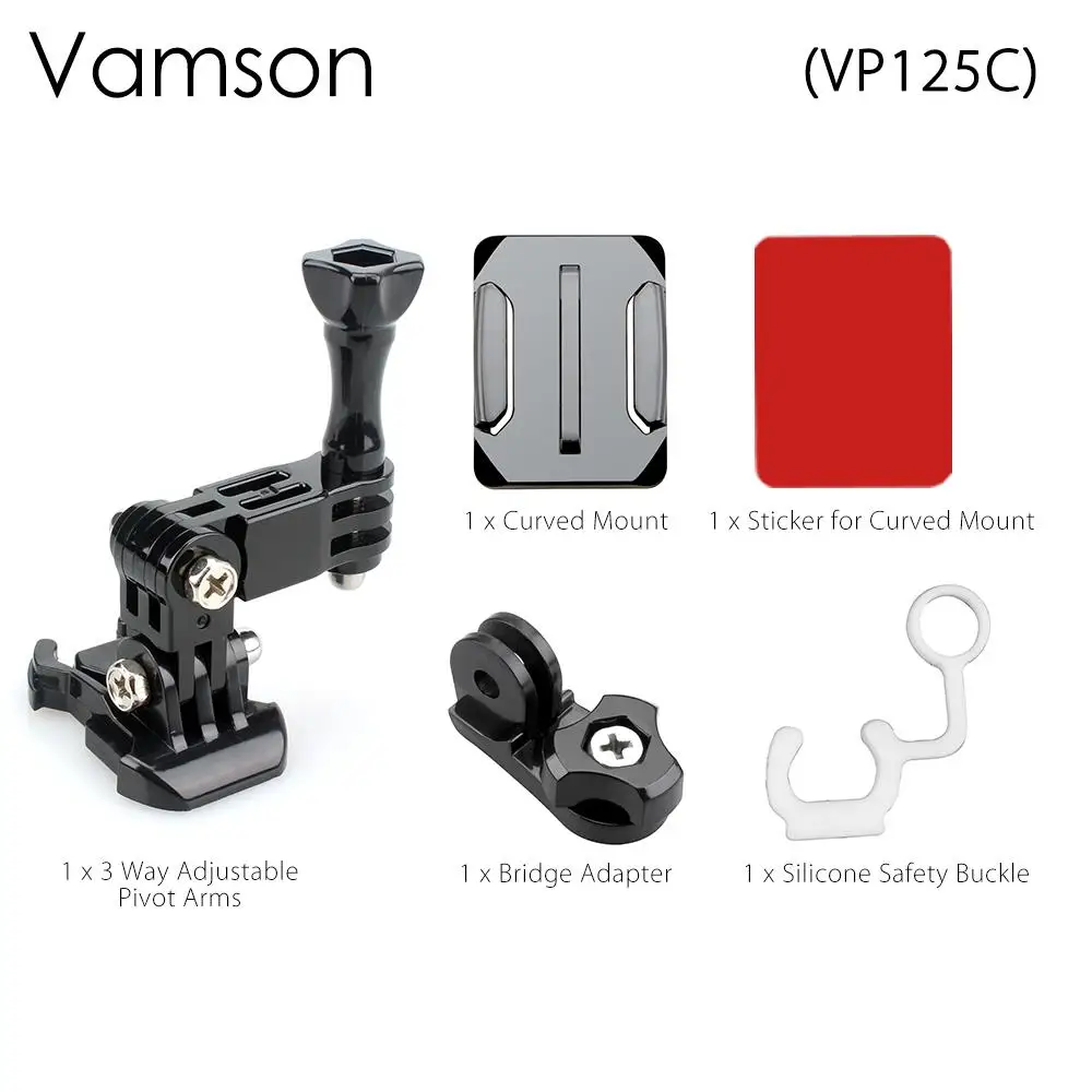 VP125C Vamson шлем аксессуары для Gopro Hero 6 5 4 комплект изогнутый для шлема клейкий боковой адаптер крепления для YI для SJCAM VP125D - Цвет: VP125C
