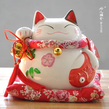 Lucky cat Home Furnishing / cute piggy bank opened decoration large ceramic pot of gold Baoyu savings