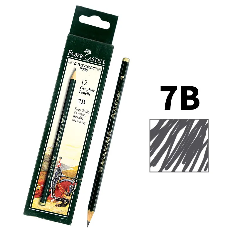 12 pieces 7B 16 шт., художественные Графитовые карандаши Faber Castell 9000# для письма, затенения, эскиза, черный грифель, угольные карандаши, набор для рисования - Цвет: 12 pieces 7B