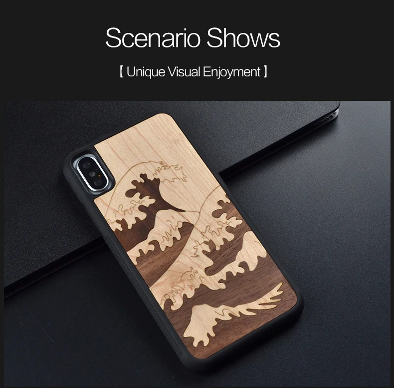 Морская волна деревянное ремесло для Iphone 8x7 6 S Plus чехол, защитный настоящий Деревянный чехол для телефона для samsung Galaxy S7 S8 Plus чехол