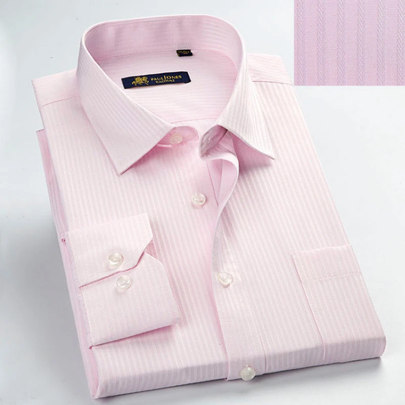 Классические Полосатые мужские рубашки с длинным рукавом деловые официальные