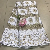 nigerian lace fabrics 2018 african french lace fabric champagne white embroidered french tulle fabric with stones for party wy5