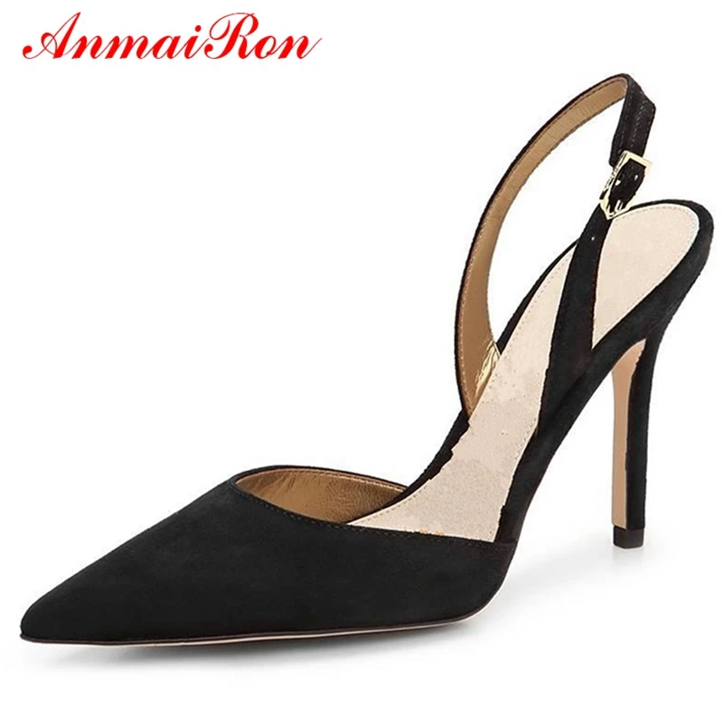 

ANMAIRON Basic Super High Thin Heels Fashion Shoes 2019 Women Shoes Pointed Toe Casual Slip-On Women Shoes Size 34-43 LY850