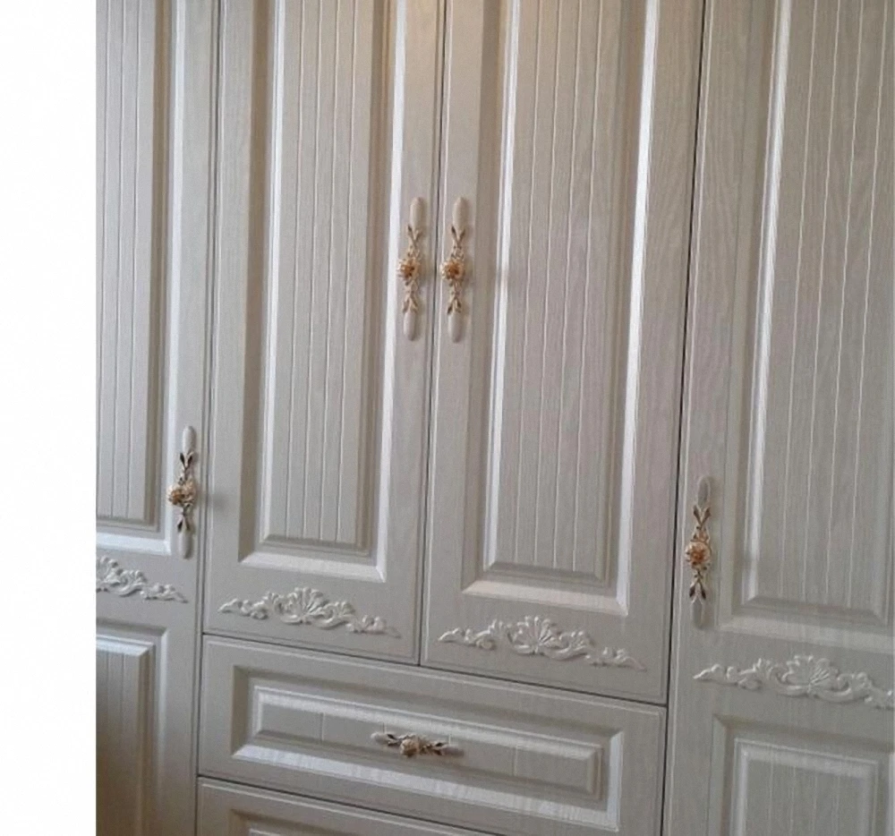 Уникальный Шкаф Тянет комод Ящик Ручки/шкаф ручки золотой цветок слоновой кости