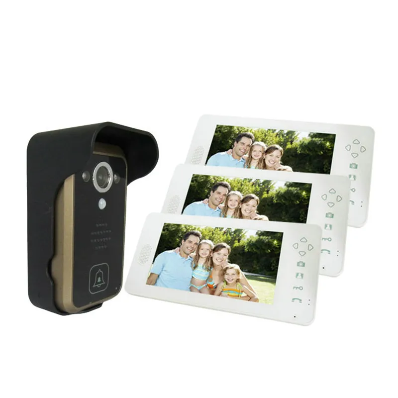 Newest Three Smart Home 7'' Screen Video Door Phone,Remote Unlock 2.4GHz Video Digital Wireless Front Door Peephole Camera D115a