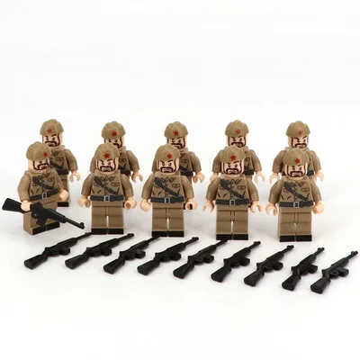 Мировая война, солдат Советского Союза, военные DIY аксессуары для оружия, DIY Мини фигурки, строительный блок, кирпич, оригинальные мини фигурки, игрушка - Цвет: Зеленый