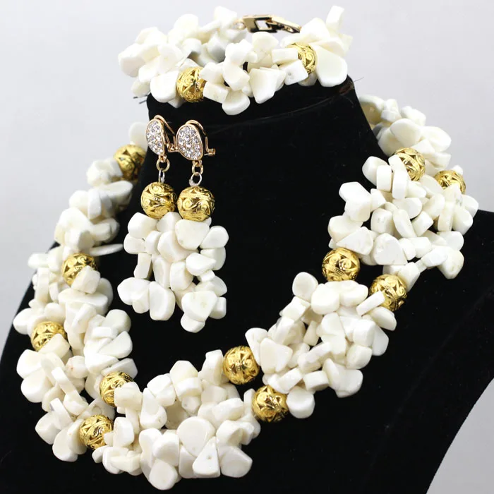 Элегантное Белое Коралловое Африканское свадебное ожерелье из бисера комплект