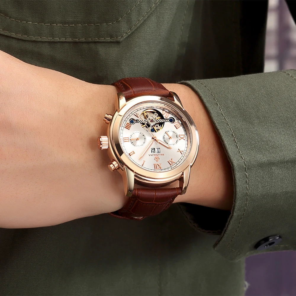 Автоматические часы MG.ORKINA MG Tourbillon роскошные золотые механические наручные для