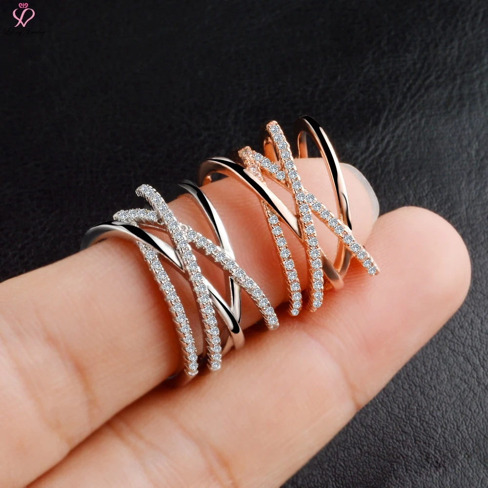 Поперечные линии с серебряным покрытием женские свадебные манжеты кольца