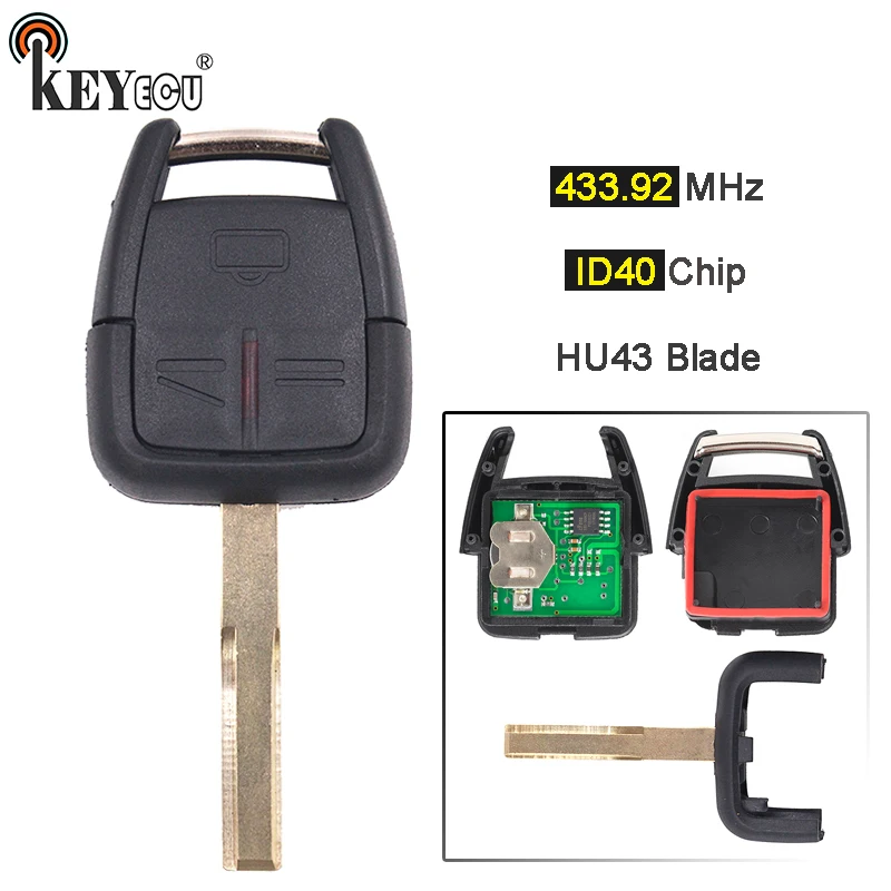 Запасной пульт дистанционного управления для автомобильного ключа KEYECU 433 92 МГц