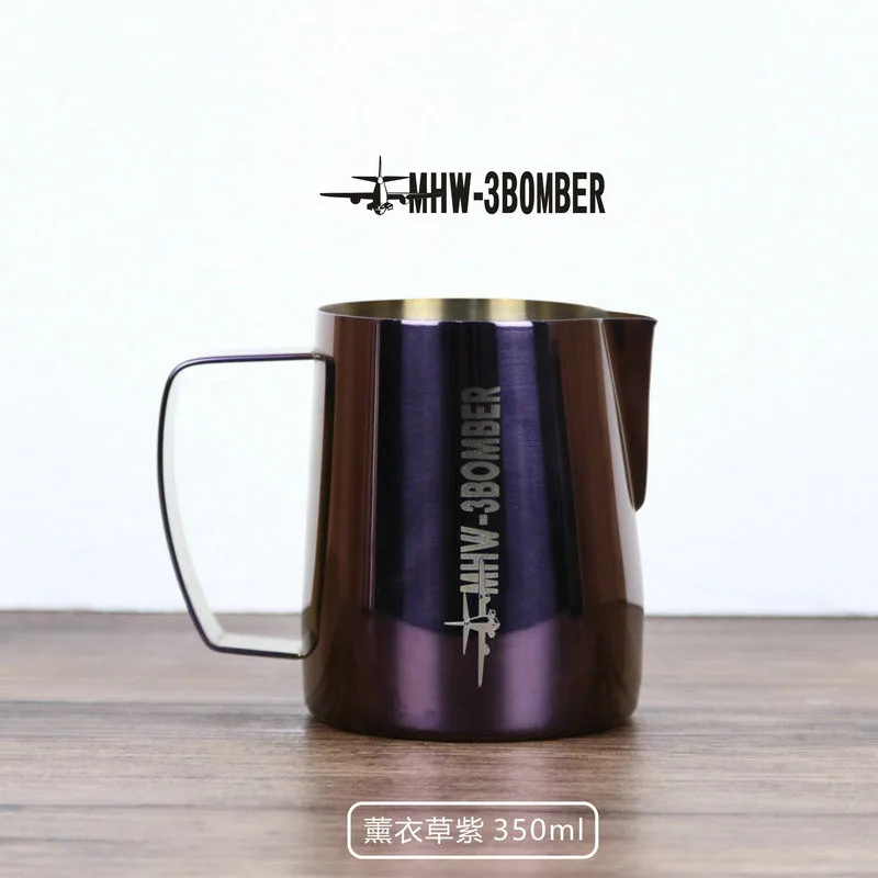 Purple 350ml Нержавеющая сталь Кувшин для вспенивания молока эспрессо кофе бариста ремесло латте искусство Профессиональный кофе конкурс Молоко Крем кружка - Цвет: Purple 350ml