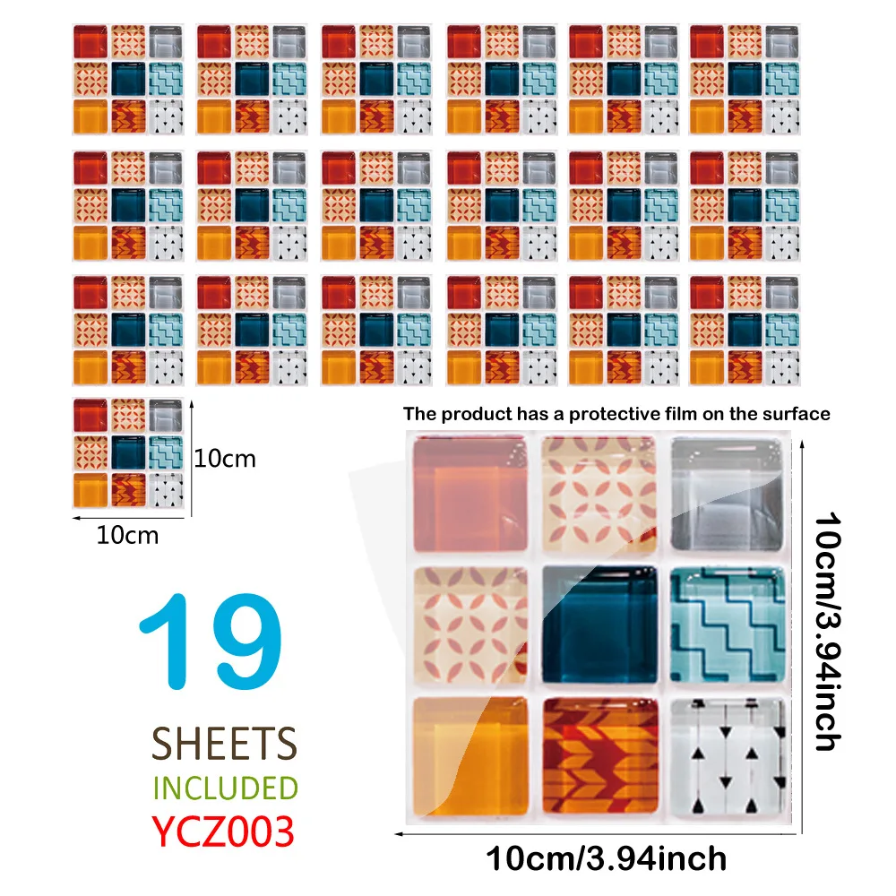Съемная мозаика стиль маслостойкая самоклеющаяся художественная наклейки 19 шт