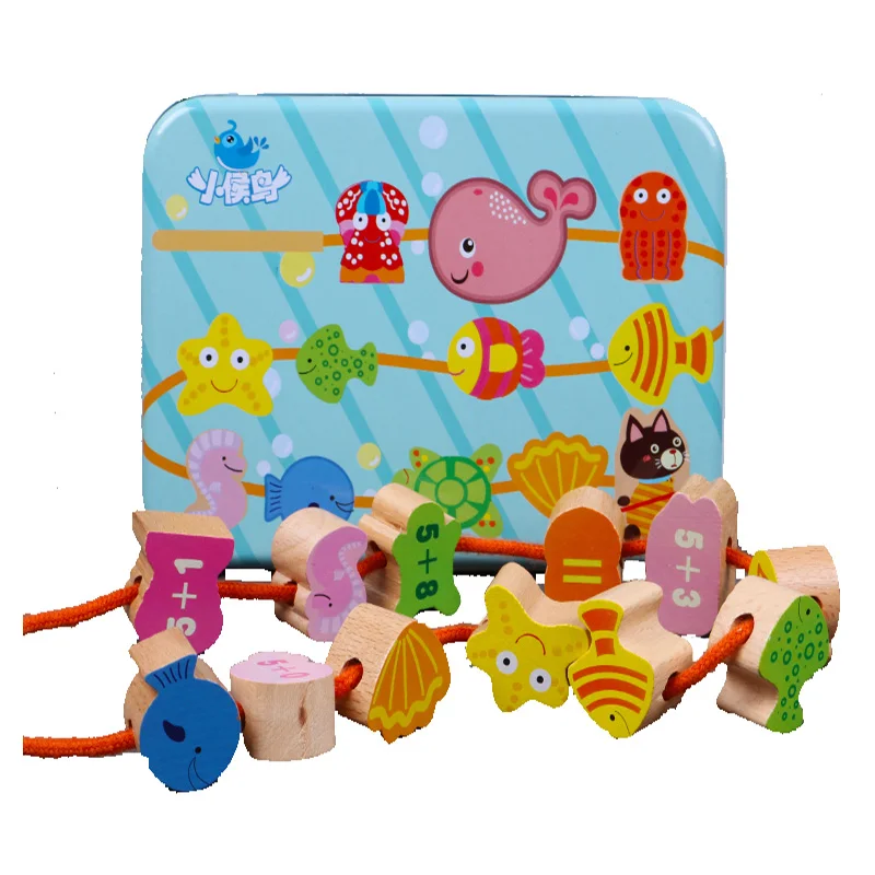 Деревянная игрушка для малышей DIY игрушка мультфильм фрукты животное резьба деревянная игрушка из бисера детский набор для раннего обучения