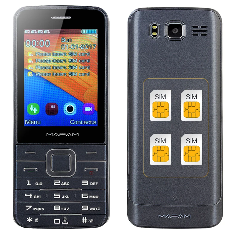 MAFAM Quad 4 SIM четыре в режиме ожидания пластиковый тонкий для мобильных телефонов