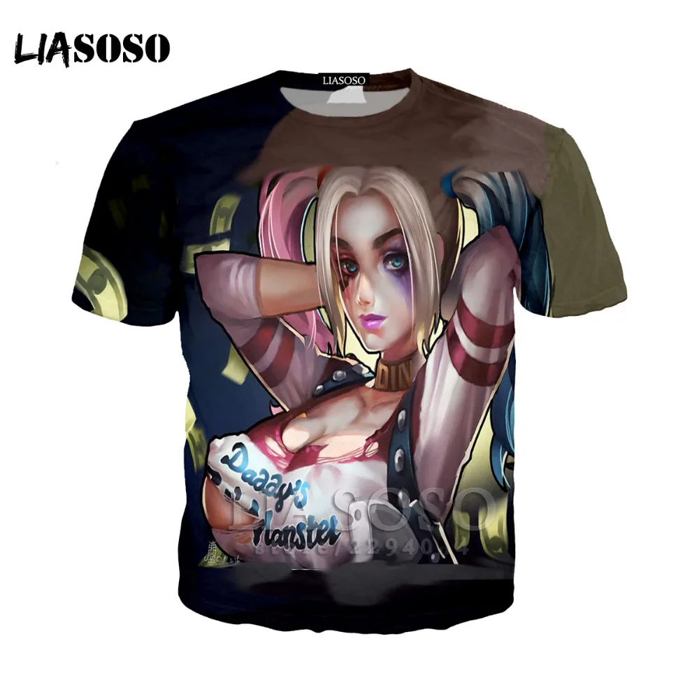 LIASOSO Харли Куинн футболка для мужчин и женщин футболки Супермен Дэдпул джокер Homme