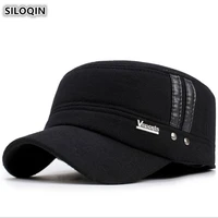siloqin new winter mens hats warm army military hat with ears adjustable size middle aged men earmuffs cap sombrero de hombre
