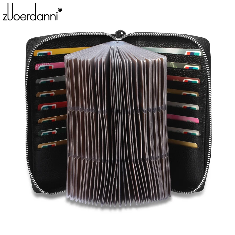 Large capacity zipper card bag leather men business card holder women s credit card package Fashion A81F