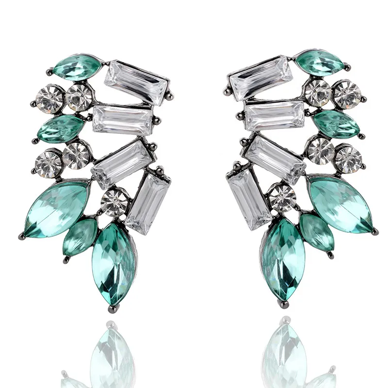 Серьги LUBOV Angel Wings элегантные женские акриловые камни Смола серьги-гвоздики эффектные для женщин и девочек Горячая Распродажа вечерние ювелирные изделия - Окраска металла: deep green