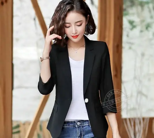 

Fashion Yellow Elegant OL casual with Pocket blazer female 2019 Spring slim fashion ladies jacket office plus size coat 4Colors
