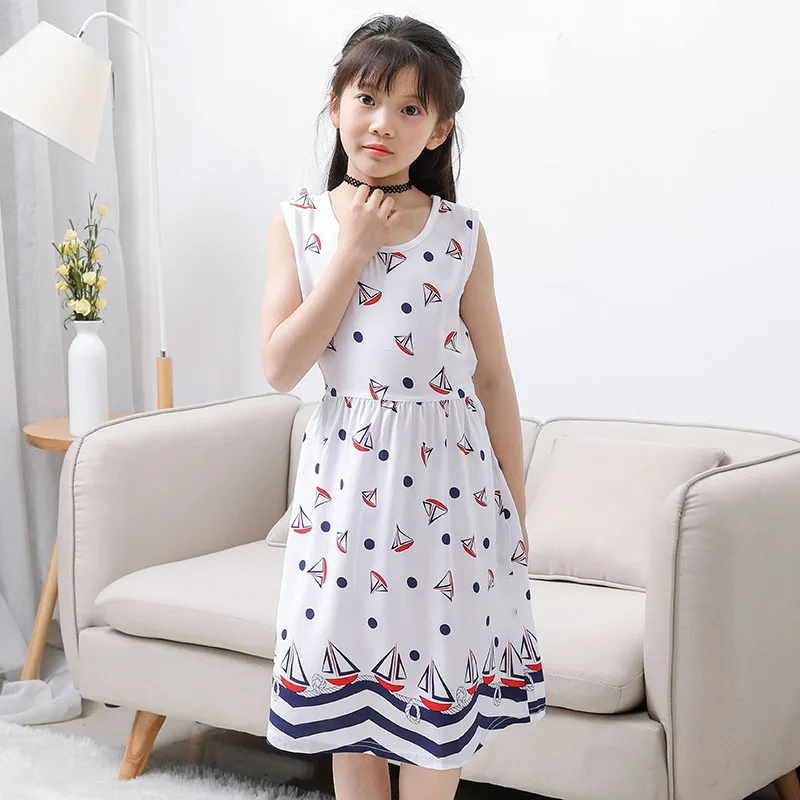 Girls Clothing Mango Dresses 2018 Summer Flower Children Clothes Print Sleeveless Princess Casual Baby Kids Dress 3-10 Y | Детская