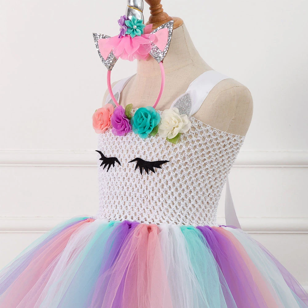 Хэллоуин Единорог юбка-пачка для девочек платье маленьких с цветочным принтом