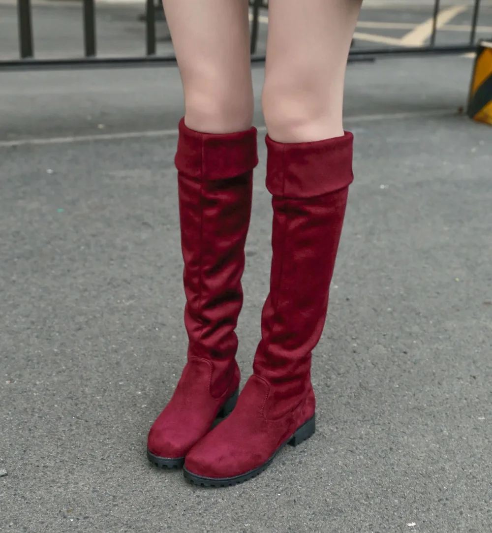 2018 г. Новинка модные черные темно-синие красные женские ботфорты без шнуровки с