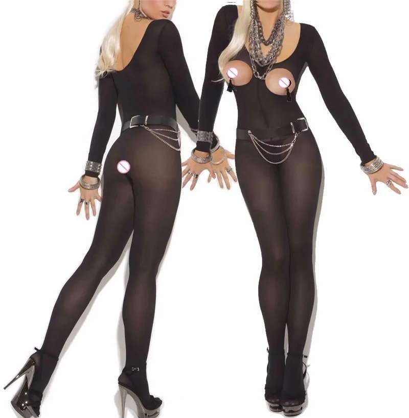 Топ женский сексуальный костюм большого размера Черные порно колготки для