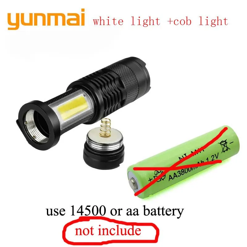 a Usb Перезаряжаемый 3800lm Q5+ cob светодиодный фонарик портативный Встроенный 14500 Мини фонарь с зумом водонепроницаемый фонарь - Испускаемый цвет: a