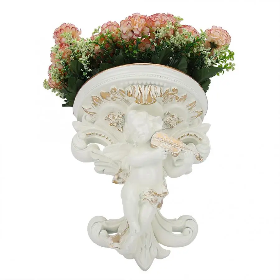 with flower Европейская домашняя декоративная настенная полимерная полка, ваза, 3D настенная стойка, держатель для гостиной, Фреска, декор для ванной комнаты, полка для хранения - Цвет: with flower